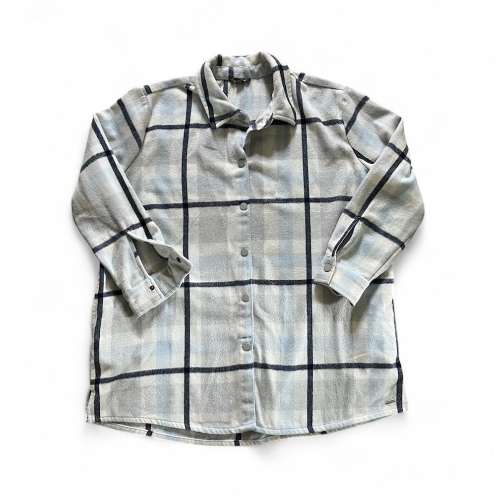 Eddie Bauer Light Blue Checkered Shacket Jacket